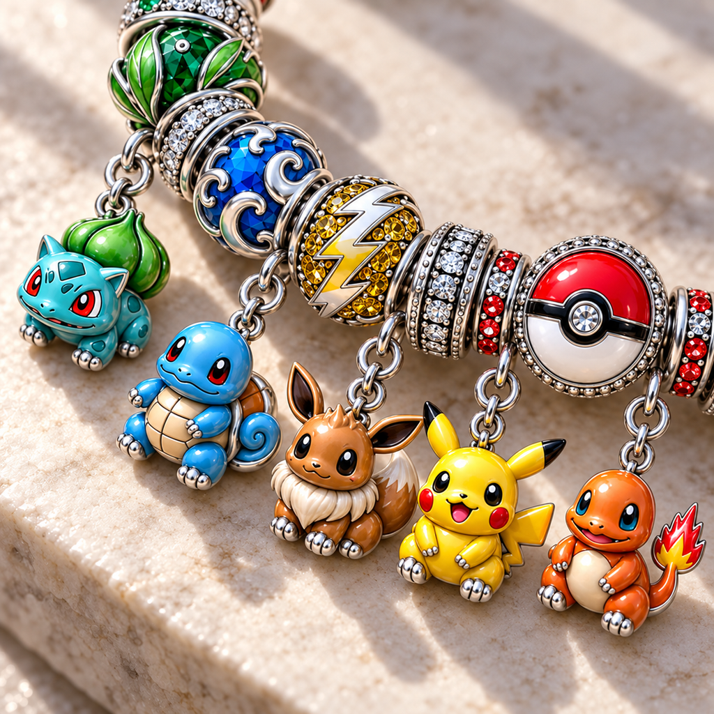 PKM Silver Charm Bracelet Set NTTB