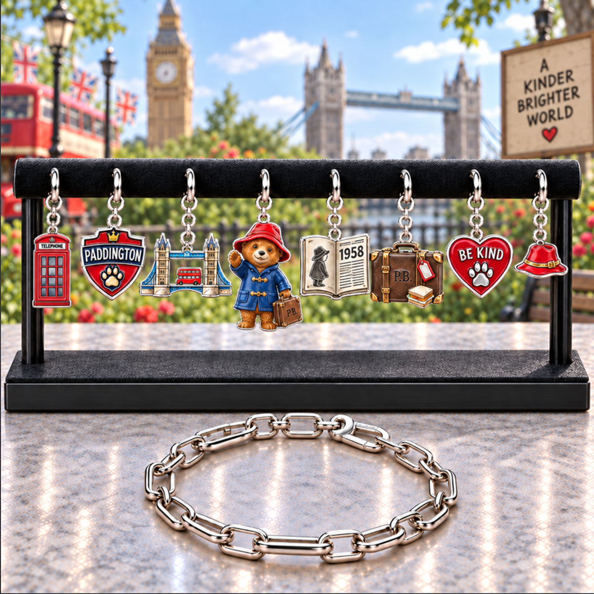 PDT Silver Charm Bracelet Set NTVA