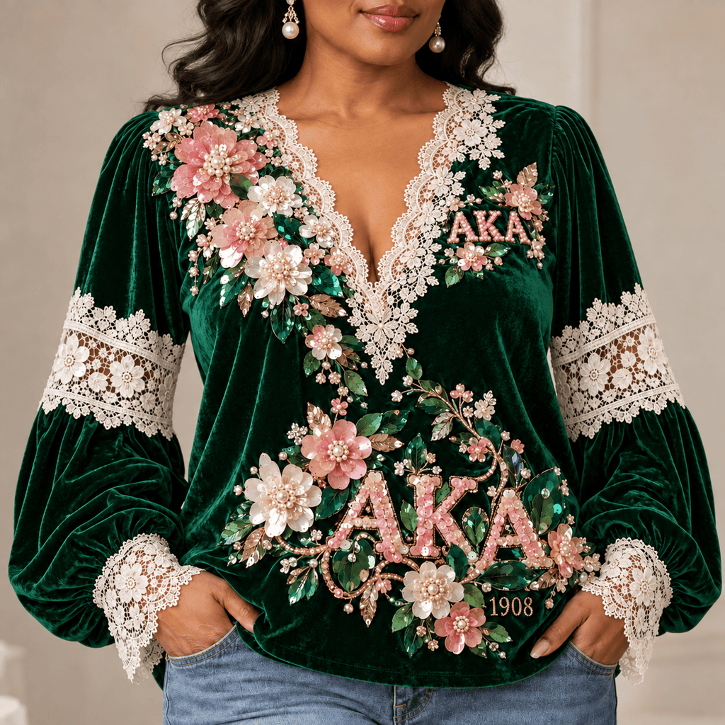 AKA Lace-Trimmed Women’s Blouse HTTT